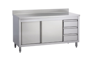 work table with cabinets